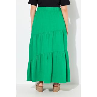 Ulla Popken Maxi Gonna Jersey Balze A Strati Linea A Vita Elastica  