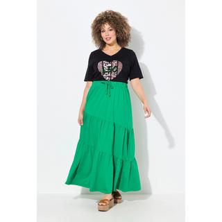 Ulla Popken Maxi Gonna Jersey Balze A Strati Linea A Vita Elastica  