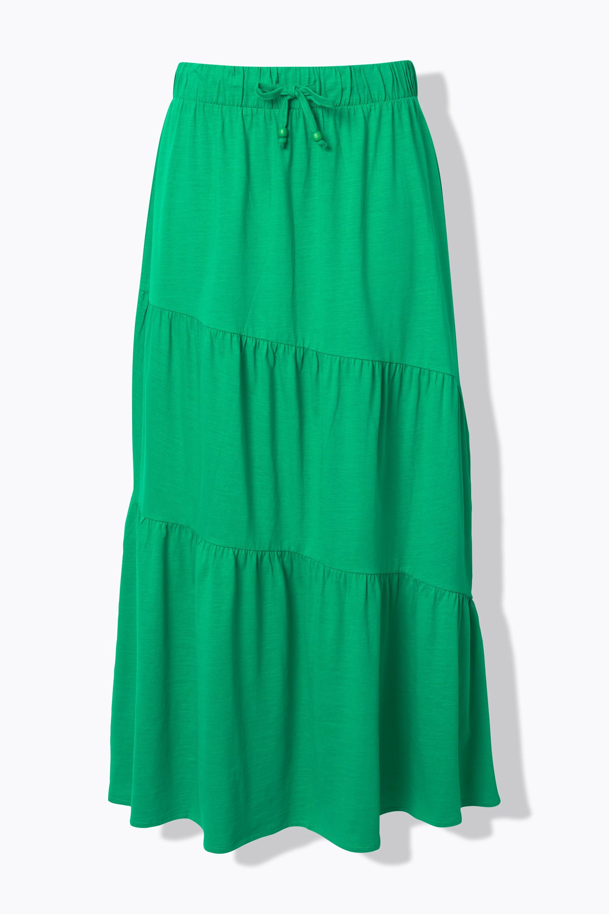 Ulla Popken Maxi Gonna Jersey Balze A Strati Linea A Vita Elastica  