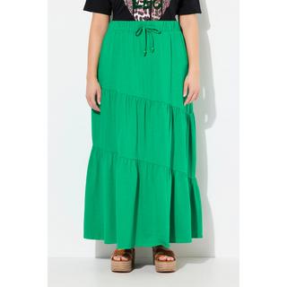 Ulla Popken Maxi Gonna Jersey Balze A Strati Linea A Vita Elastica  