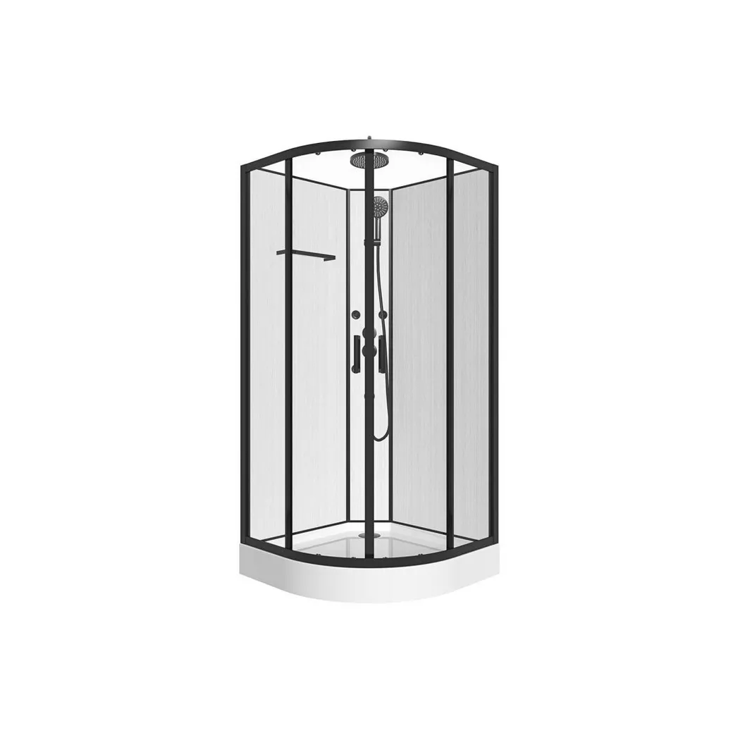 Duschkabine mit Hydromassage - Bambusfasern - Schwarz matt - 80 x 80 x 225 cm - ZALIFA