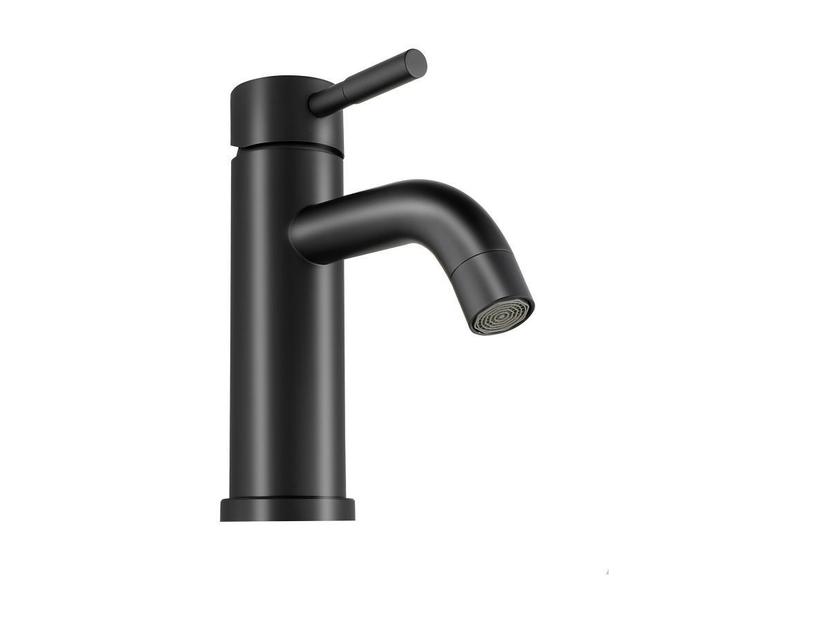 SHOWER DESIGN Lot de 2 robinets mitigeurs mécaniques arrondis en inox brossé - Noir mat -  H17 cm - SALAVAN  