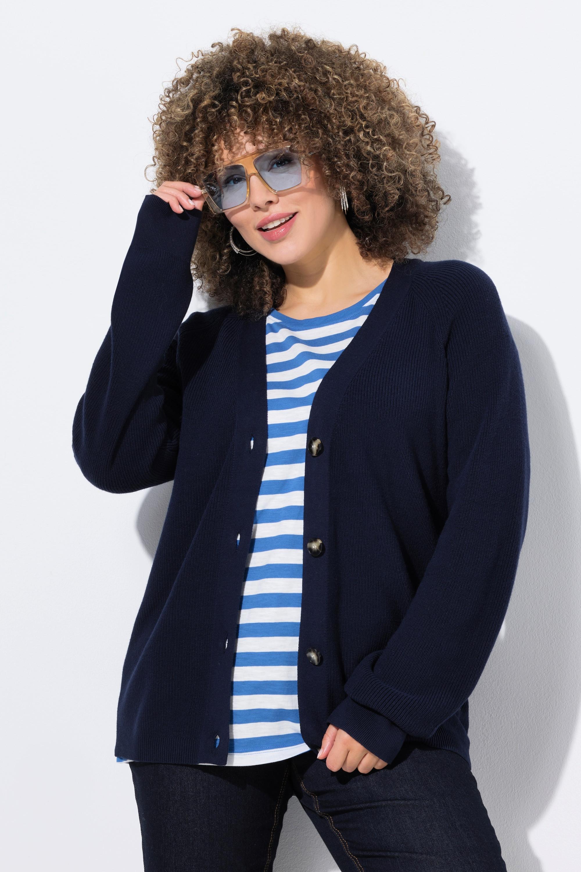 Ulla Popken Cardigan Maglia Bottoni Scollo V Maniche Lunghe  
