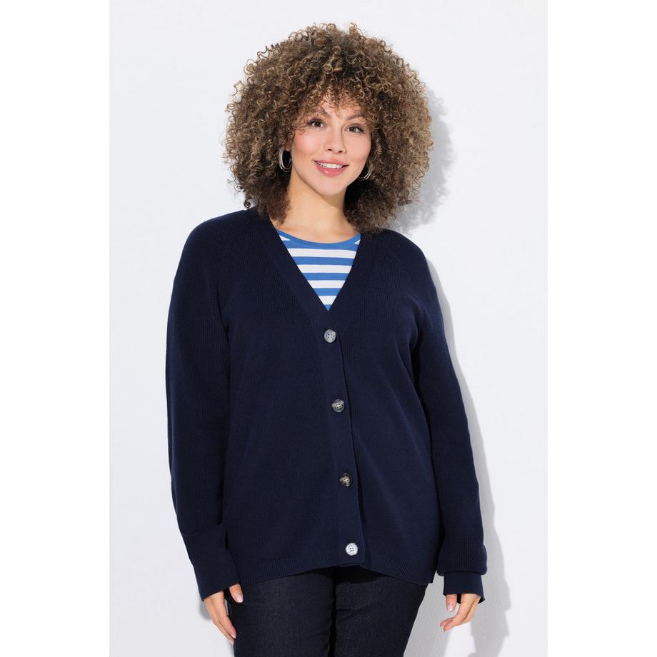 Ulla Popken Cardigan Tricot Boutons Encolure V Manches Longues  