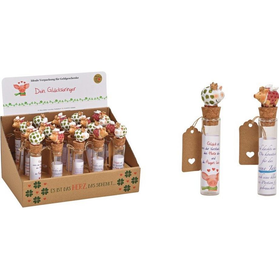 Roost  ROOST Geschenkglas 10031060 Glücksschwein, 2 ass. 3x15x2cm 