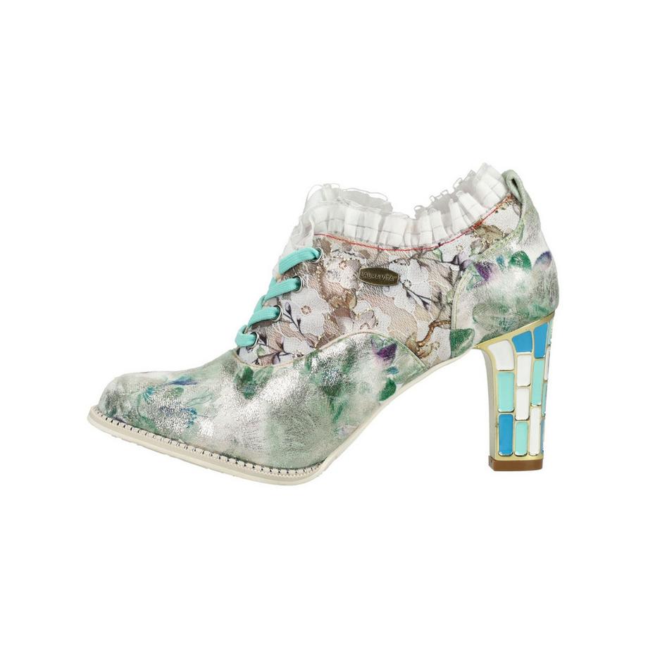 Laura Vita Florale Stiefelette mit gerüschtem Kragen  