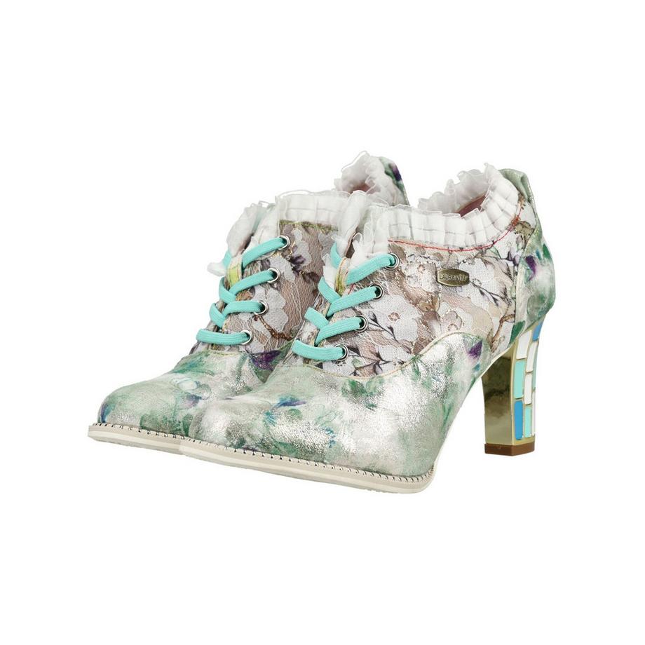 Laura Vita Florale Stiefelette mit gerüschtem Kragen  