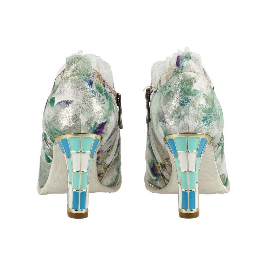 Laura Vita Florale Stiefelette mit gerüschtem Kragen  