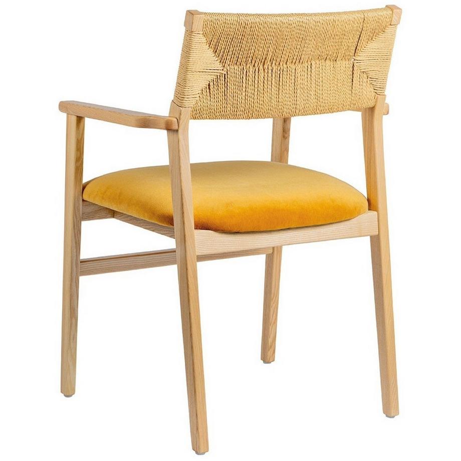 Blanc d'Ivoire Armlehnstuhl Paloma Eschenholz blond Samt safran  