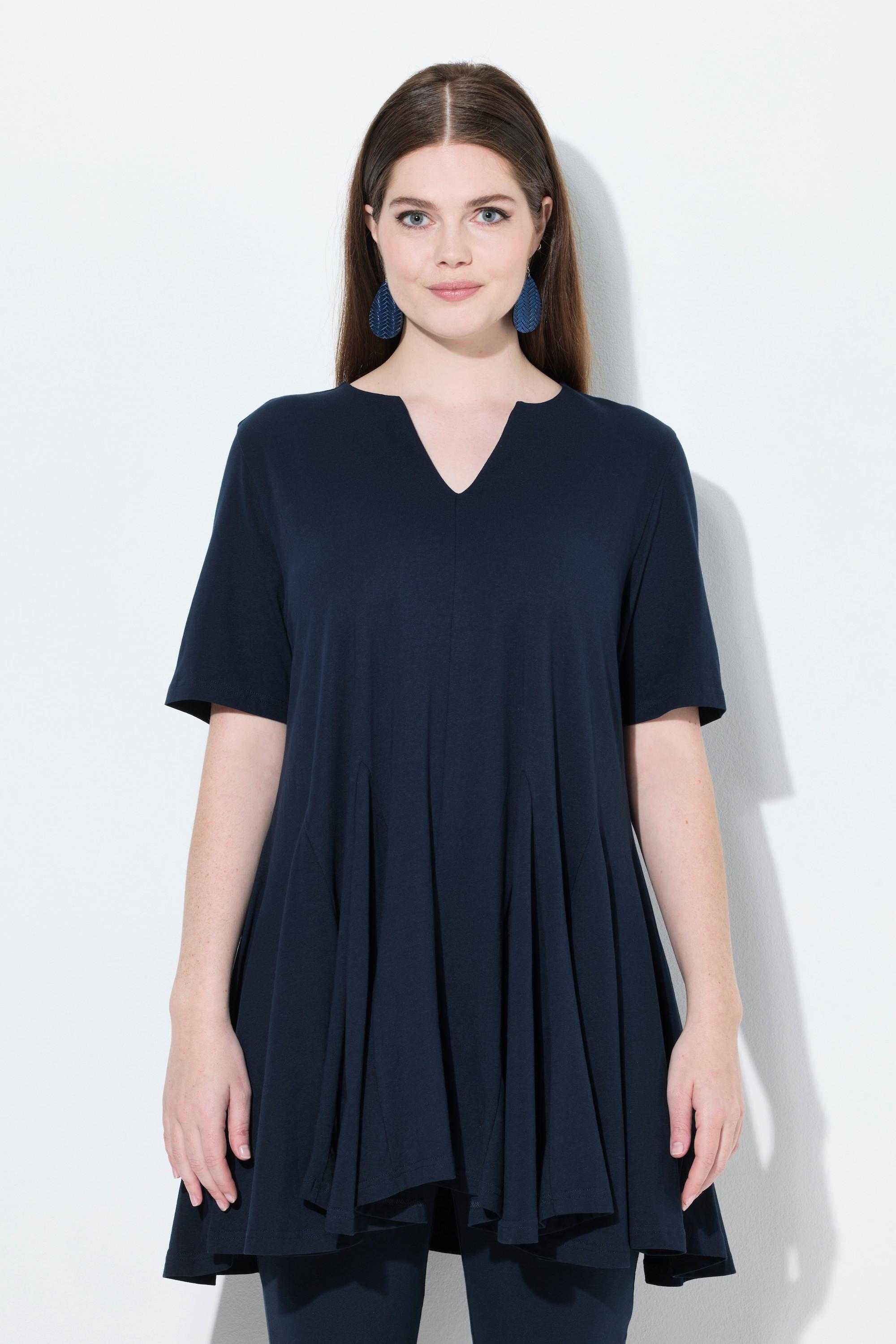 Ulla Popken A-Linie T-Shirt Tunika-Ausschnitt Halbarm  