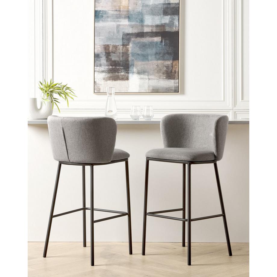 Beliani Set mit 2 Barstühlen aus Stoff Modern MINA  