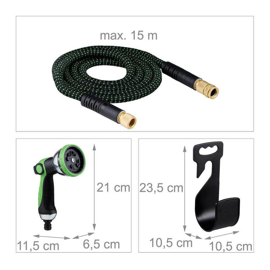 Northix  Flexibler Gartenschlauch mit Handbrause 