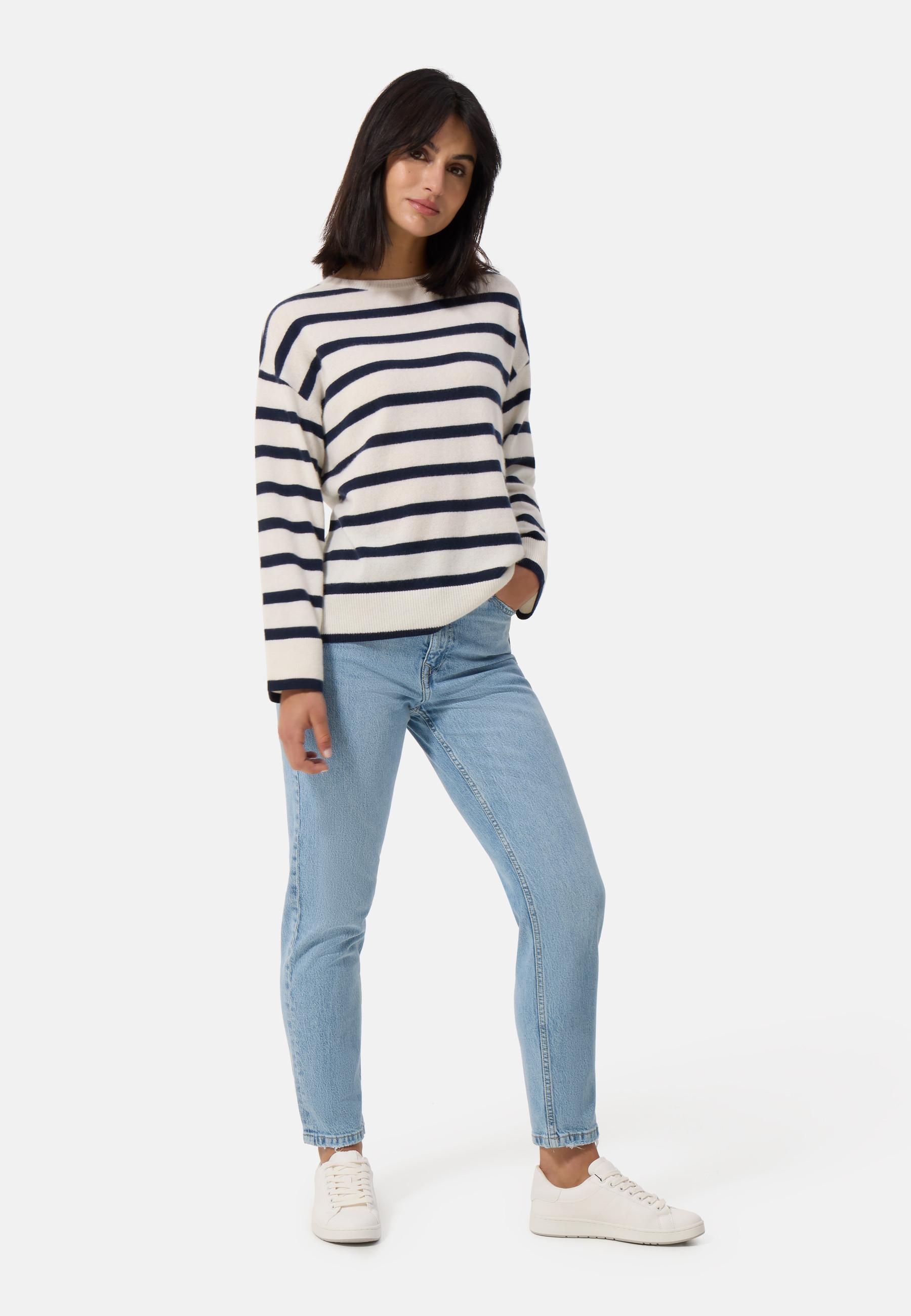 CASH-MERE.CH Pullover in cashmere girocollo a righe  