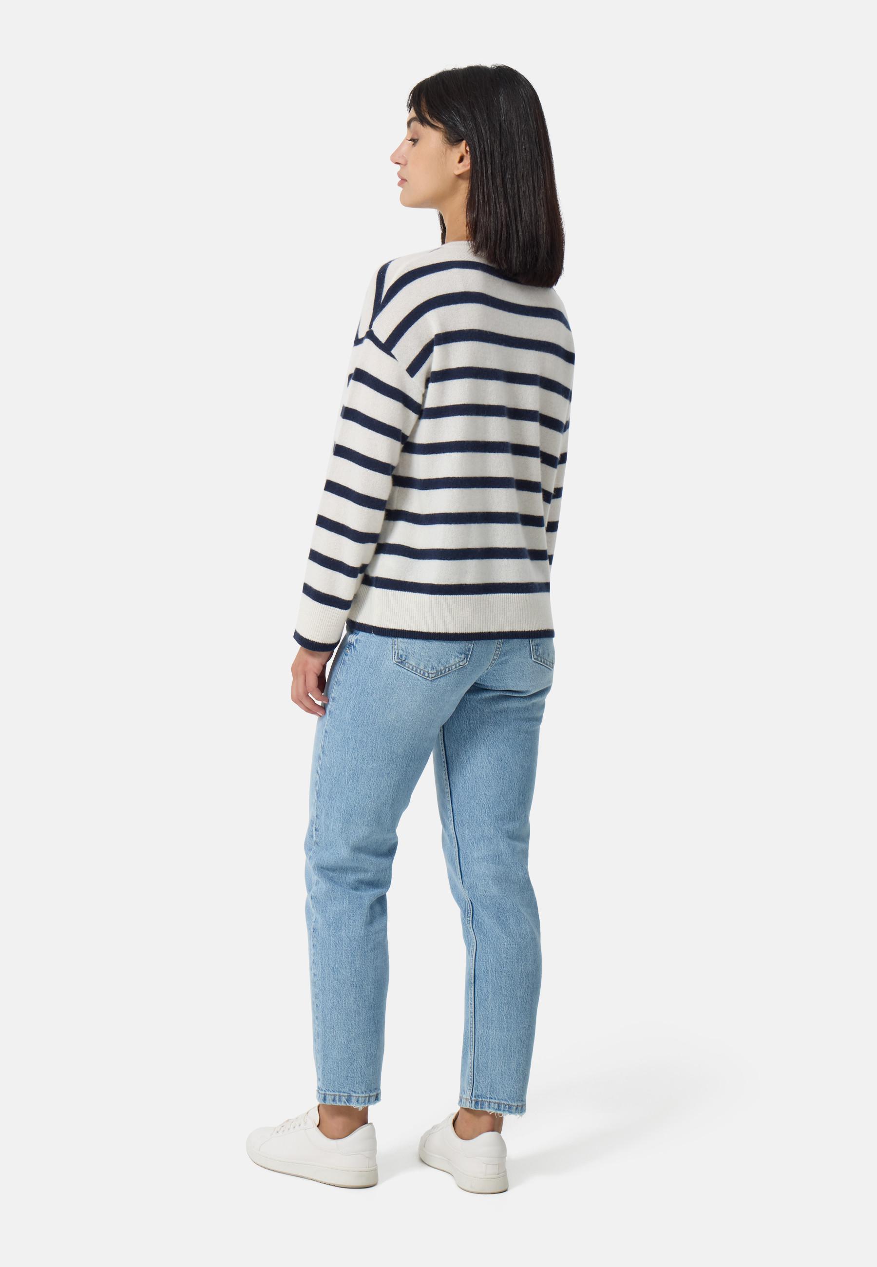 CASH-MERE.CH Pullover in cashmere girocollo a righe  