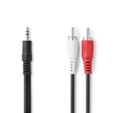 Câble audio stéréo | 3,5 mm Hane | 2x RCA Hane | Nickelplaterad | 10,0 m | Rond | Svart | Label