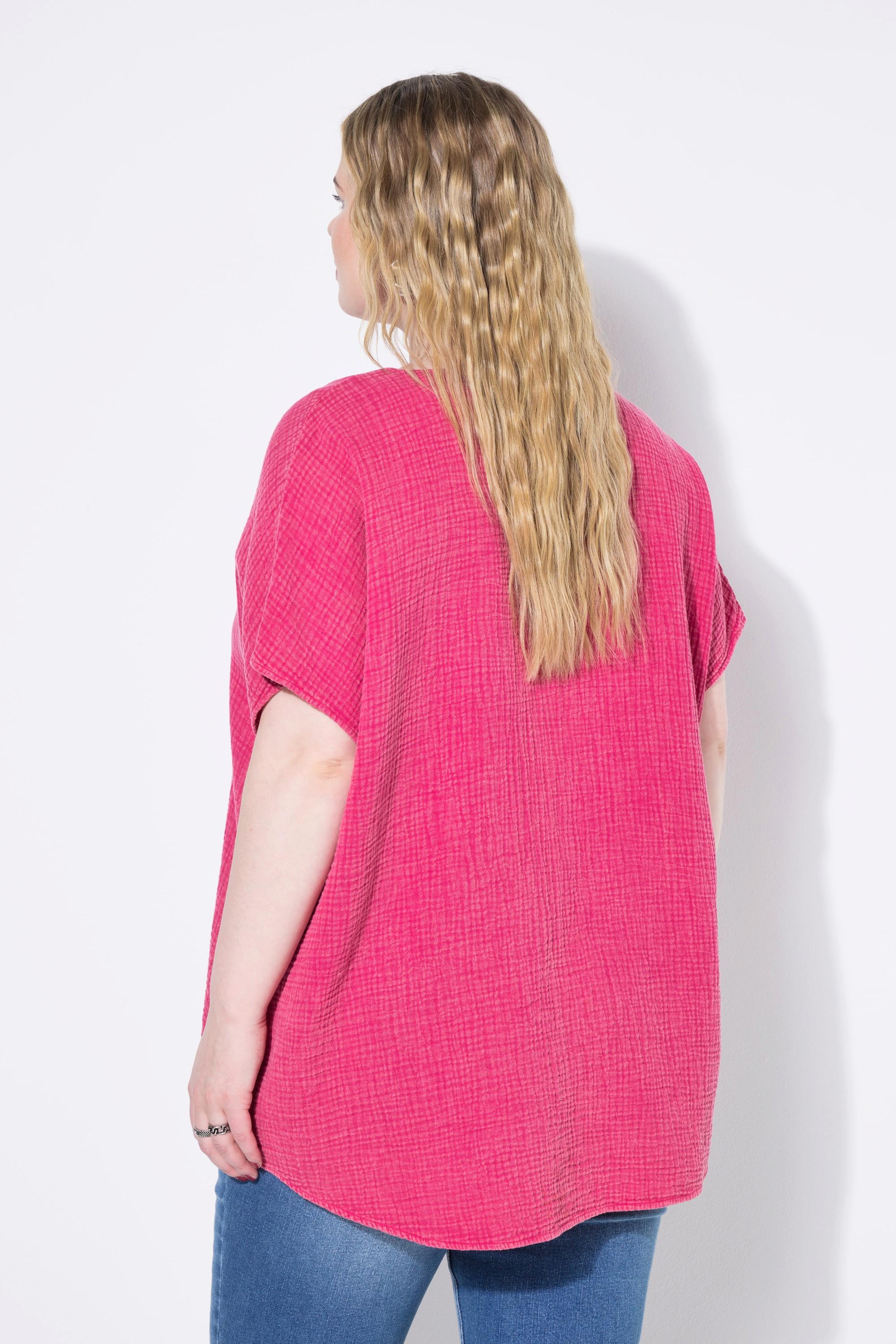 Studio Untold Oversized Musselin V-Ausschnitt Blusenshirt  
