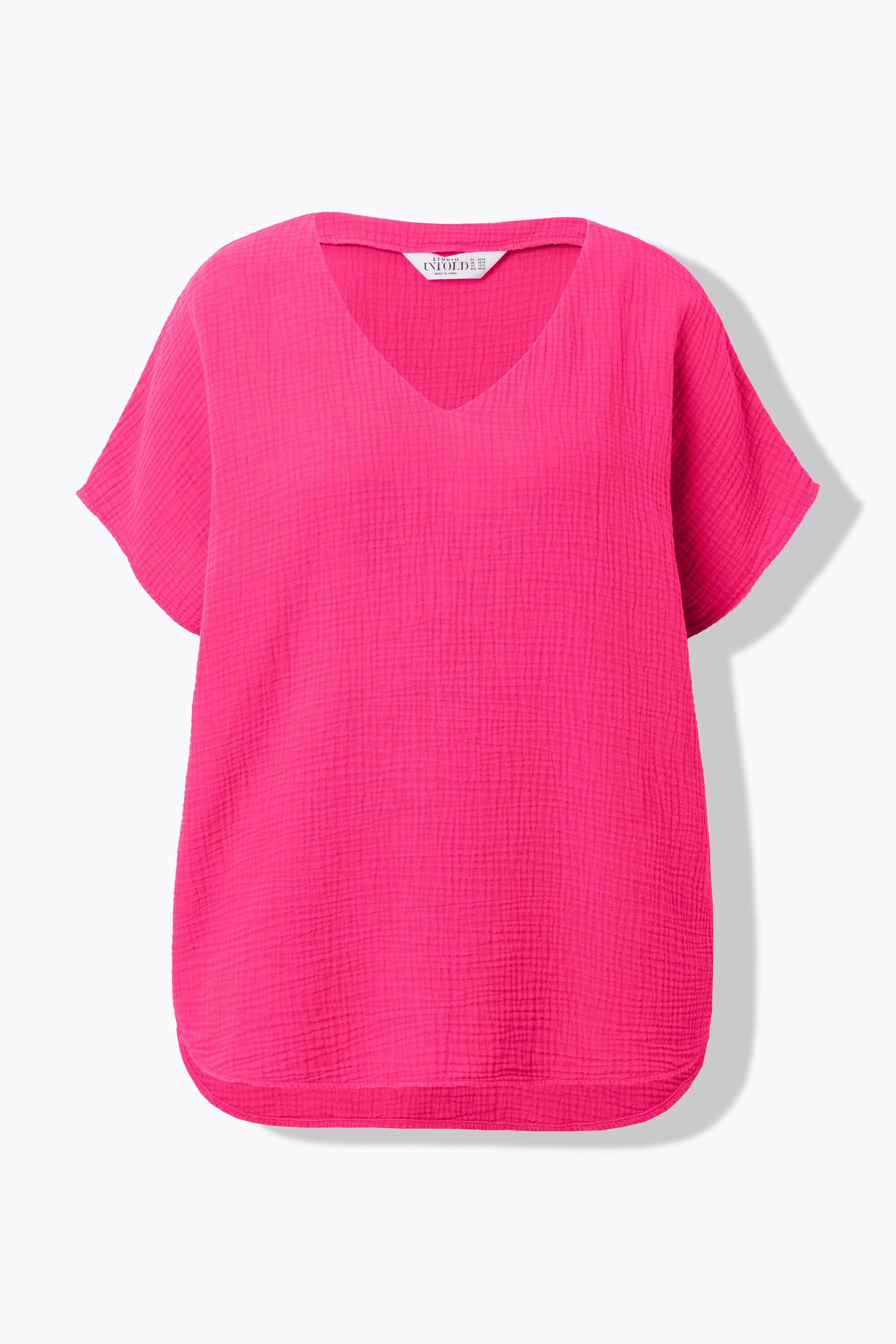 Studio Untold Oversized Musselin V-Ausschnitt Blusenshirt  