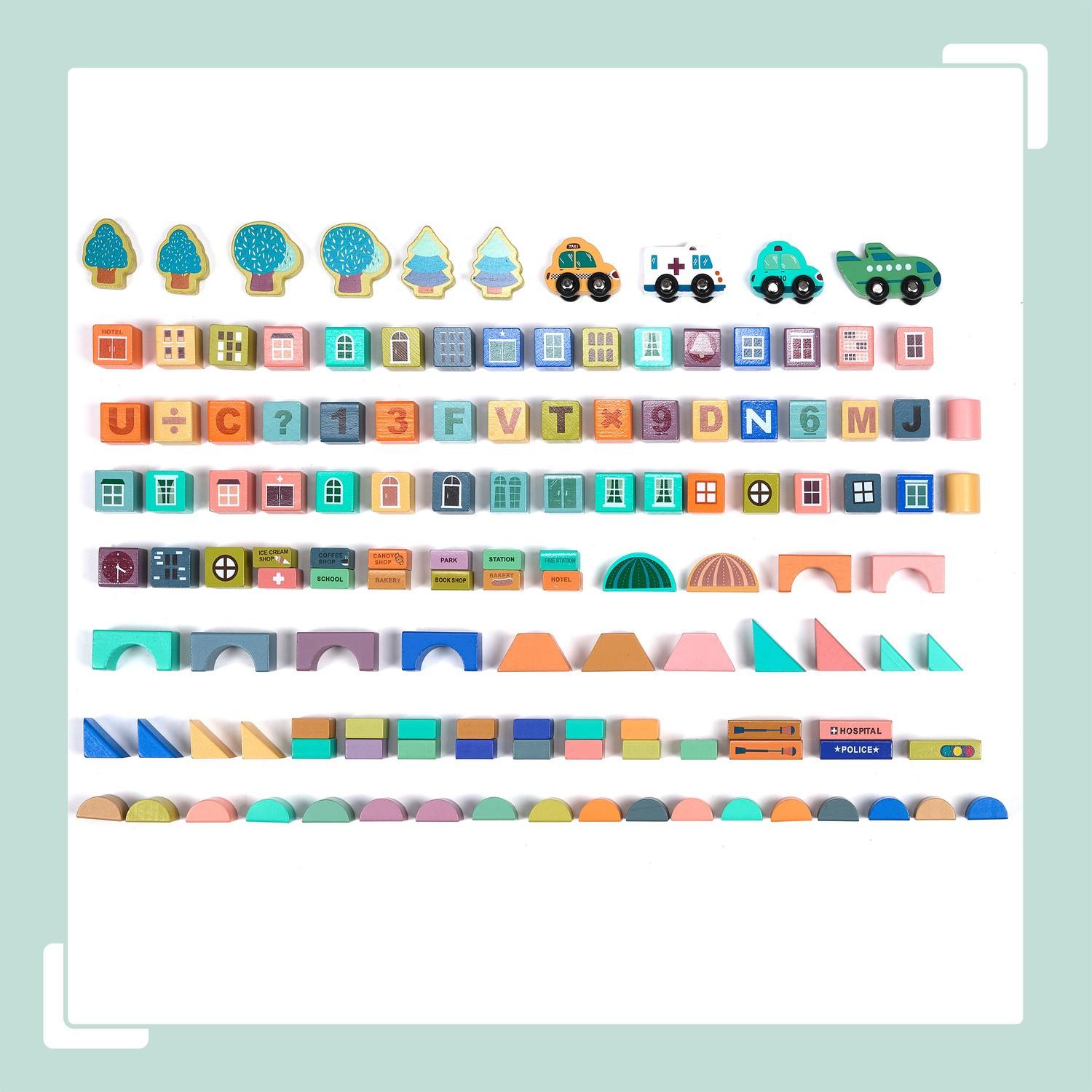 Northix  Holzbaustein-Set City 