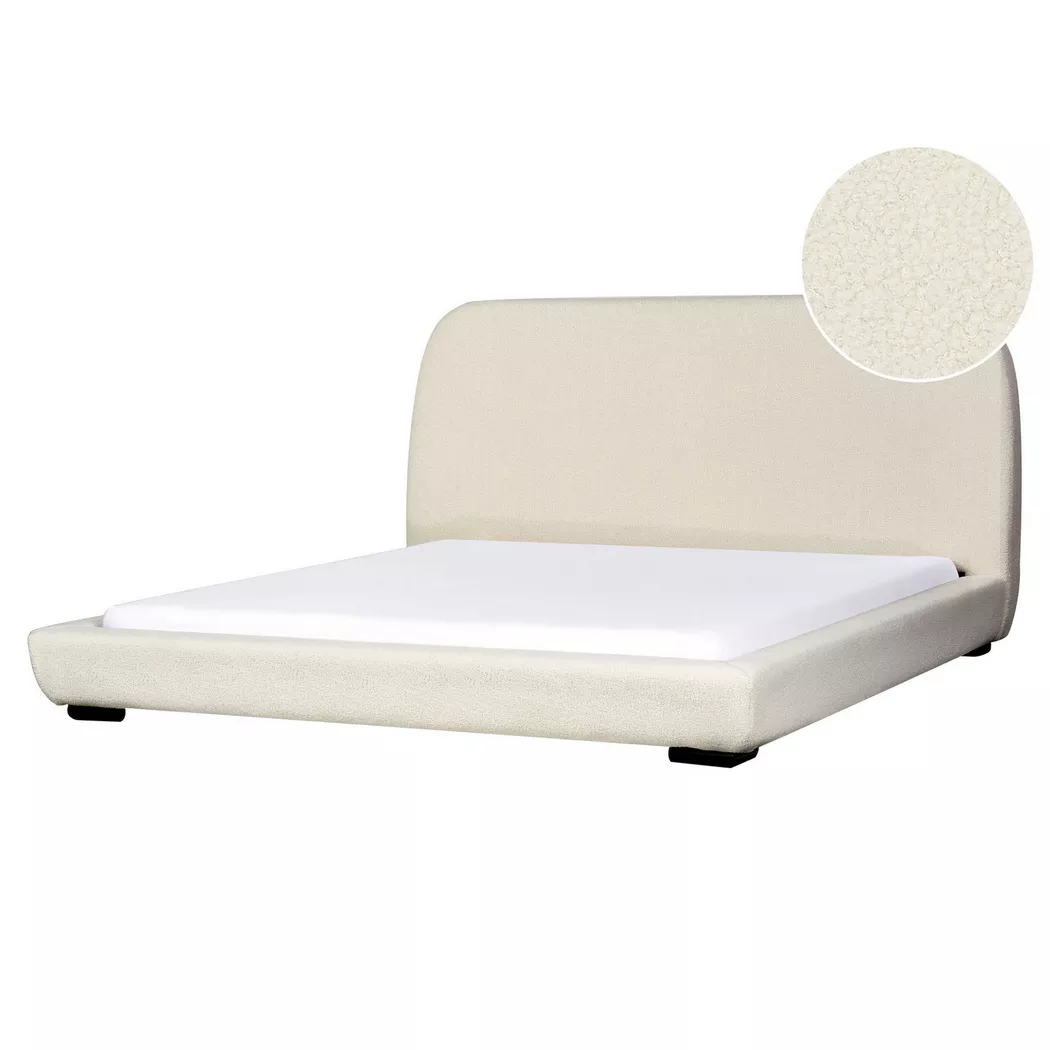 Beliani - Wasserbett aus Bouclé  ROISEL, Pearl