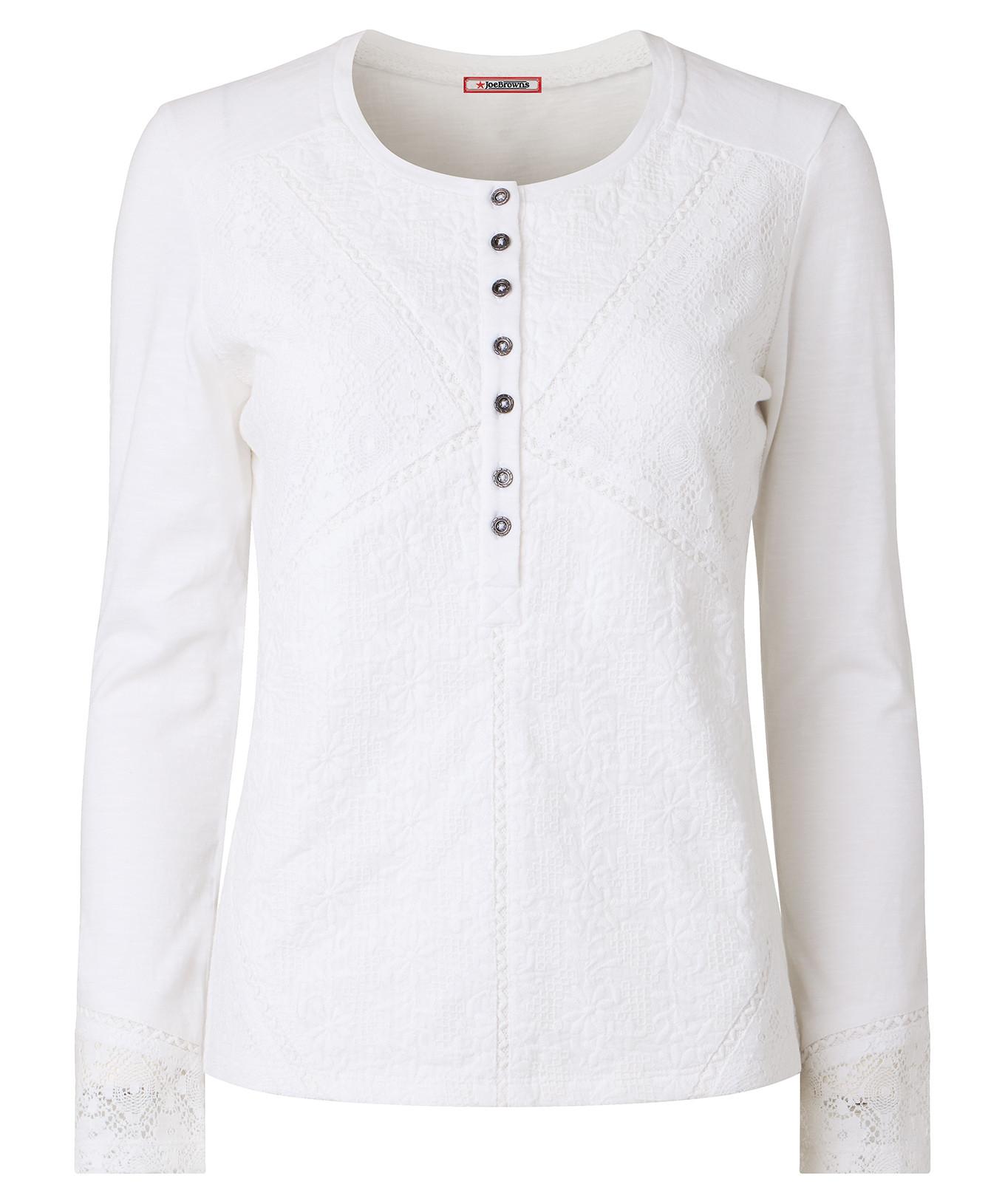 Joe Browns  Jersey-Top mit Spitzeneinsätzen und Button-Down 