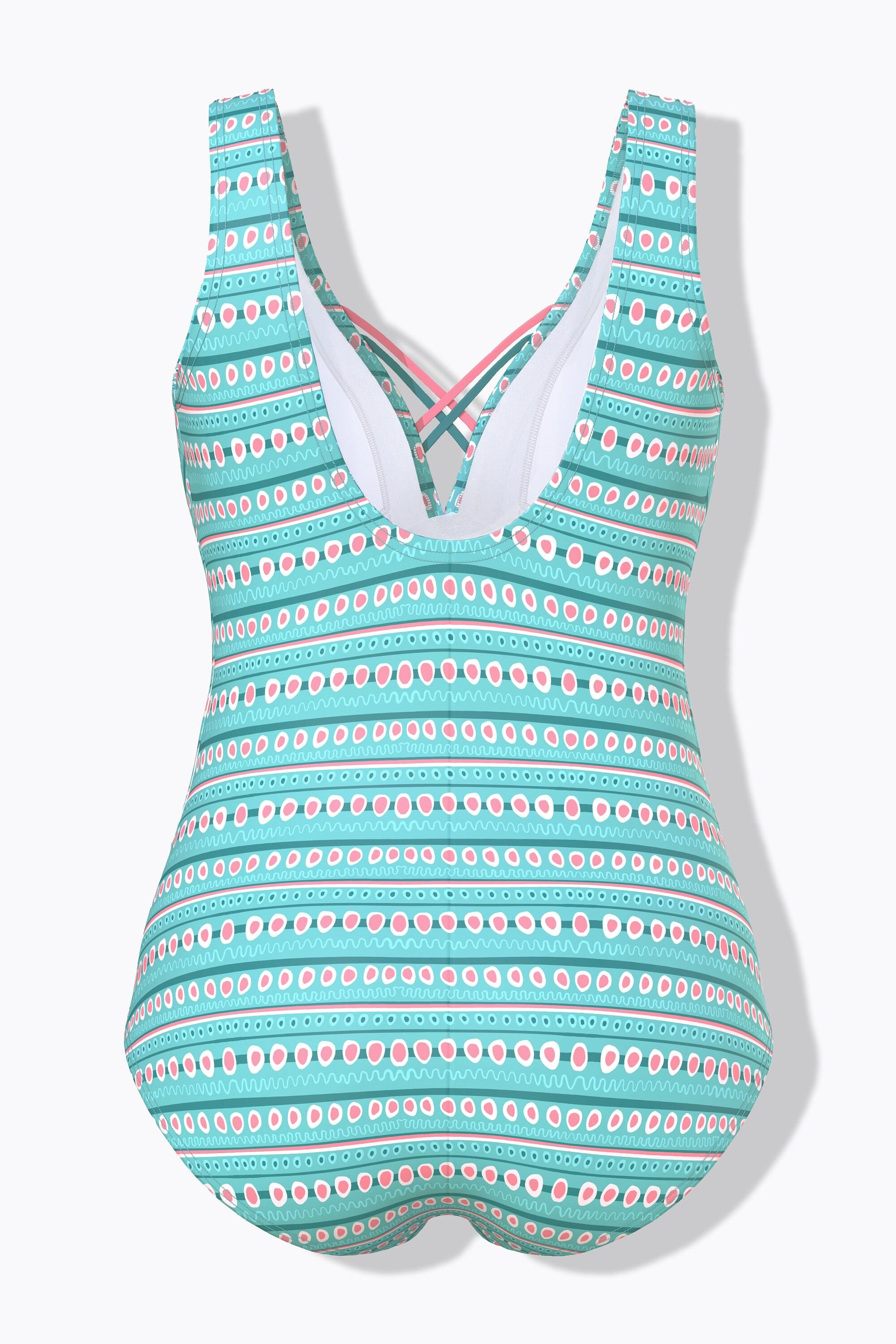 Ulla Popken Costume da bagno Righe Coppe Morbide Laccetti Decorativi Riciclato  