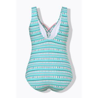 Ulla Popken Costume da bagno Righe Coppe Morbide Laccetti Decorativi Riciclato  