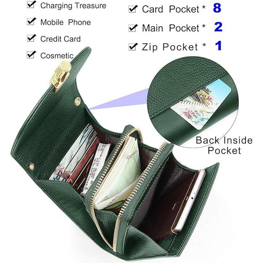 Only-bags.store Umhängetasche für Handy mit 8 Kartenfächer  