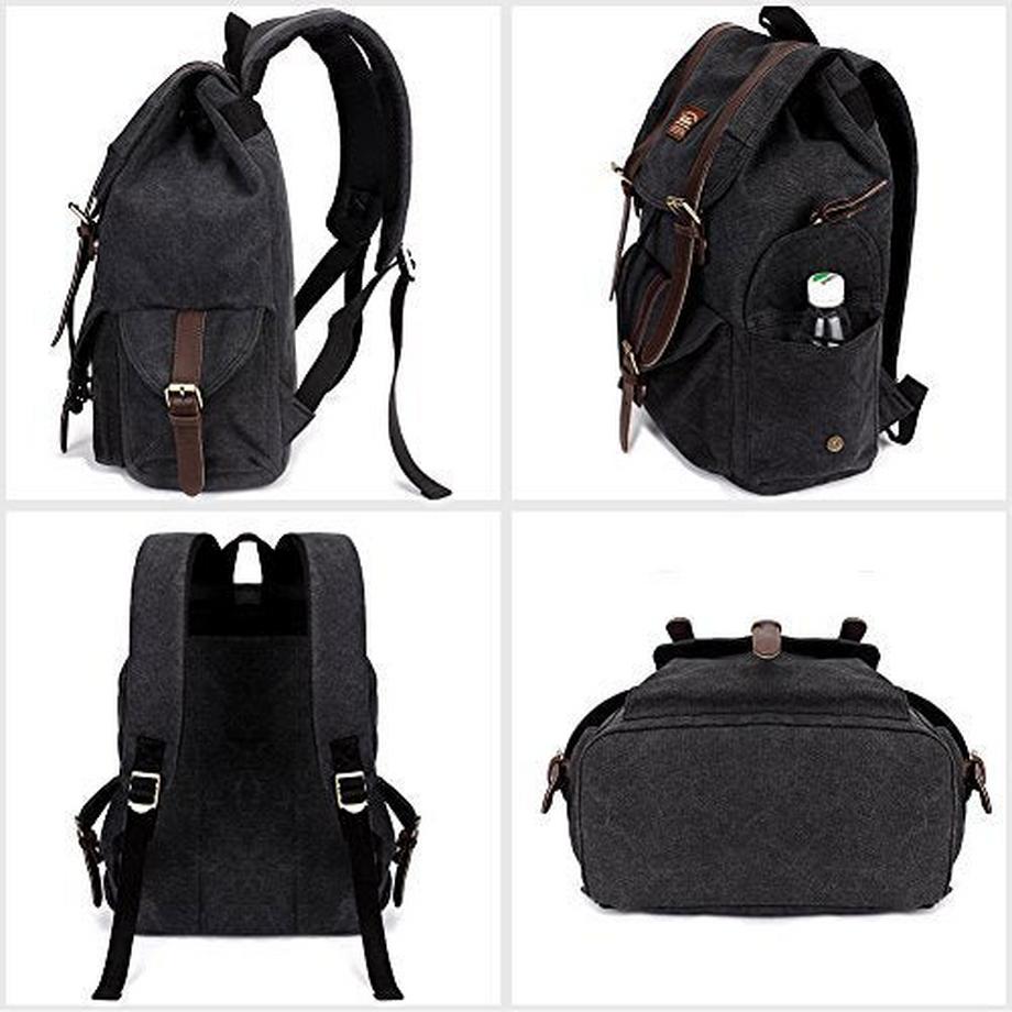 Only-bags.store Canvas Rucksack mit Kunstlederriemen  