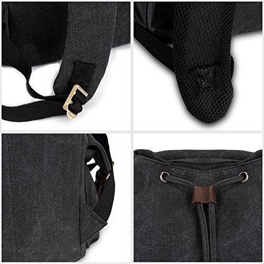 Only-bags.store Canvas Rucksack mit Kunstlederriemen  