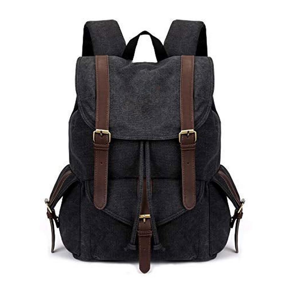 Only-bags.store Canvas Rucksack mit Kunstlederriemen  