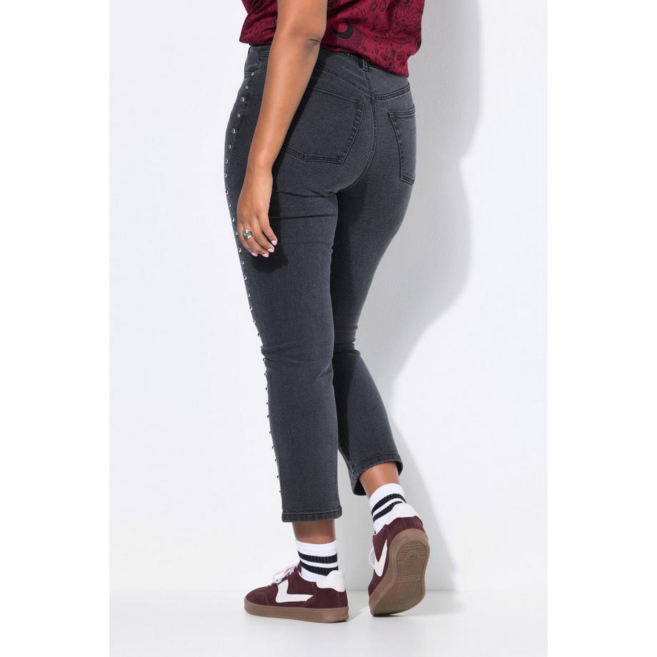 Studio Untold Mom Jeans Ziernieten 5-Pocket Elastikbund  