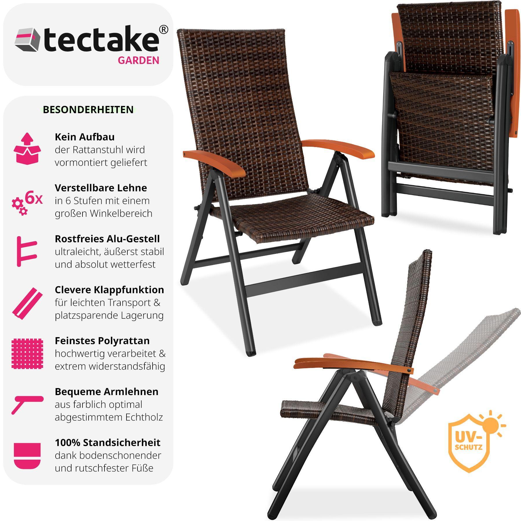 Tectake Chaise en rotin CANBERRA avec structure en aluminium  