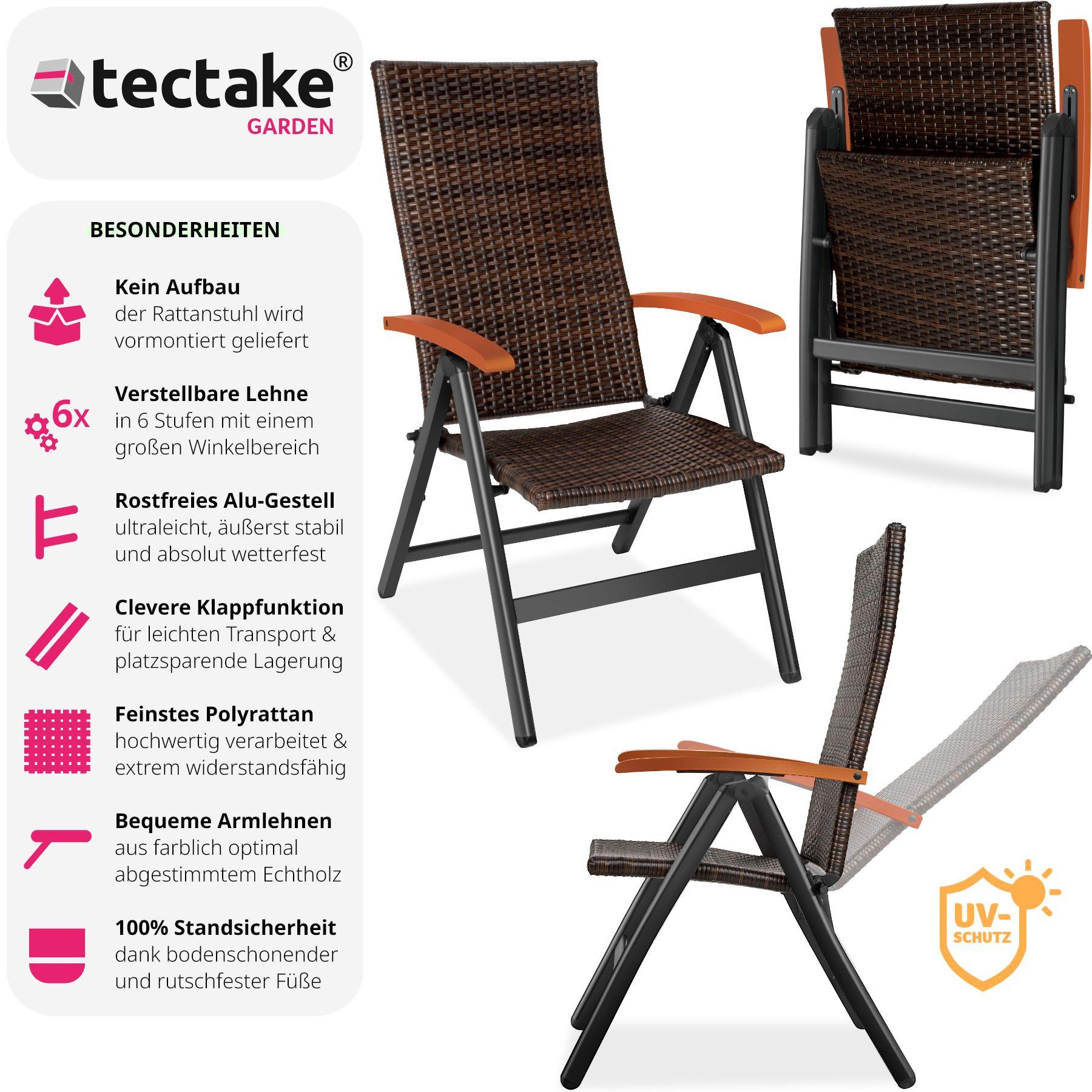 Tectake Chaise en rotin Canberra avec structure en aluminium pliable  