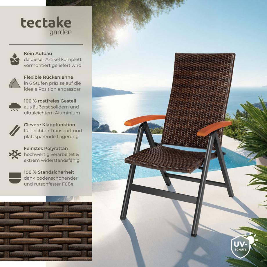 Tectake Chaise en rotin CANBERRA avec structure en aluminium  