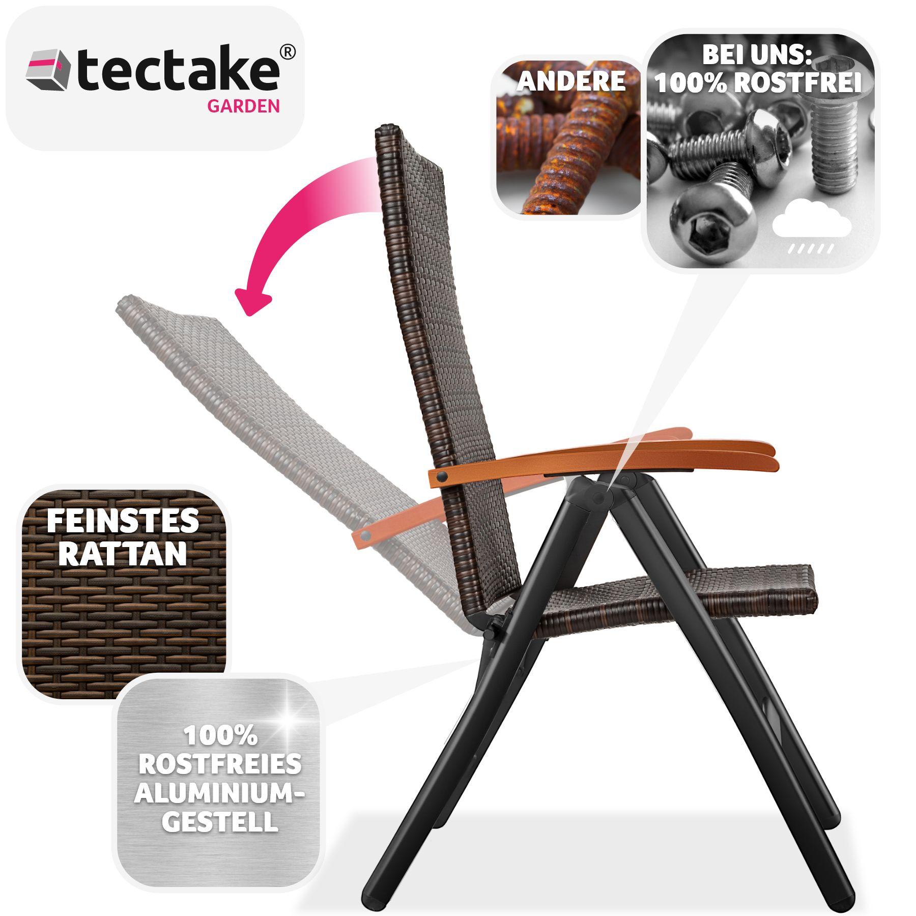 Tectake Chaise en rotin CANBERRA avec structure en aluminium  