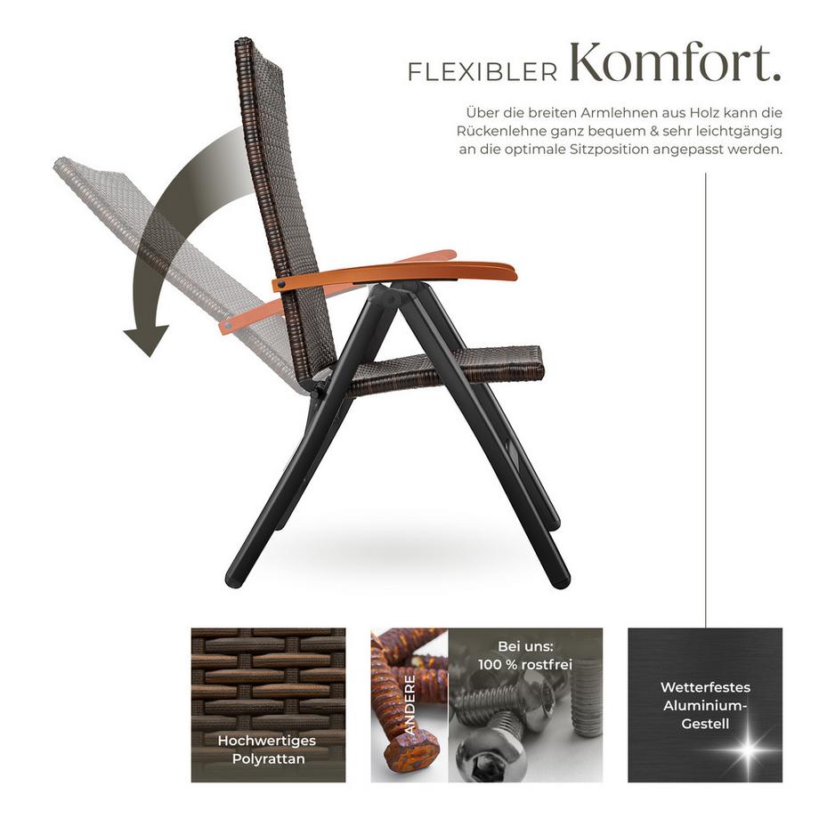 Tectake Chaise en rotin CANBERRA avec structure en aluminium  