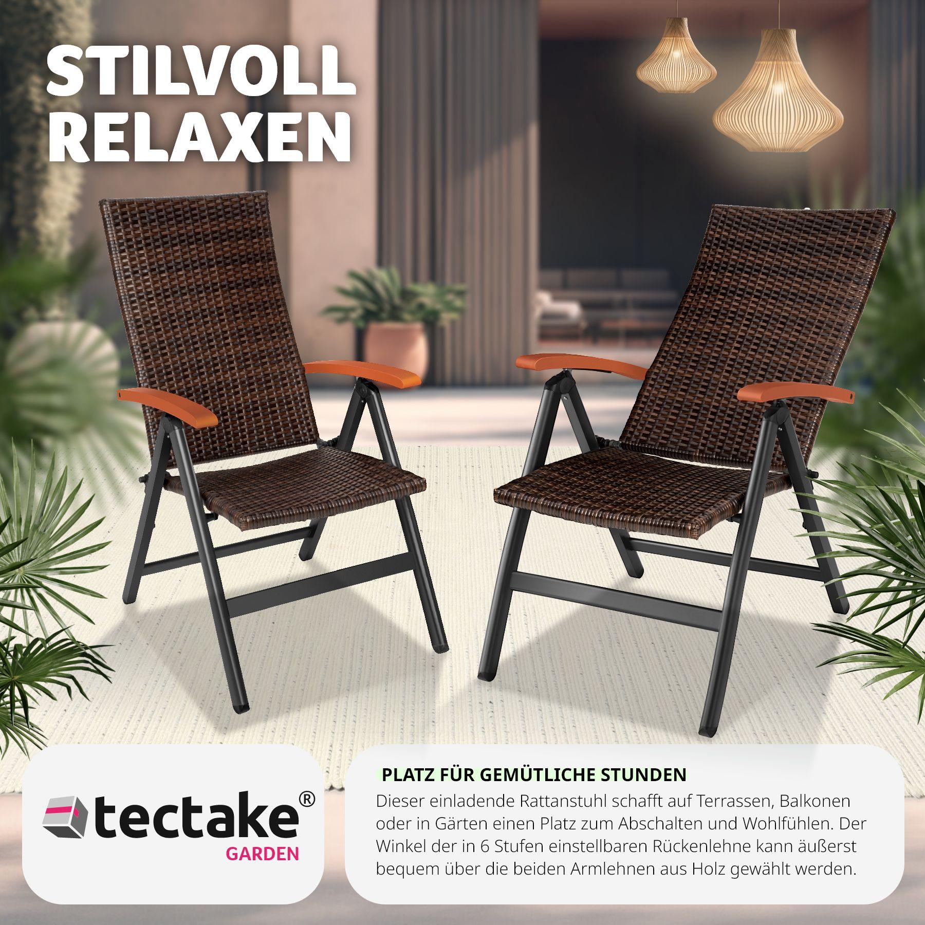 Tectake Chaise en rotin Canberra avec structure en aluminium pliable  