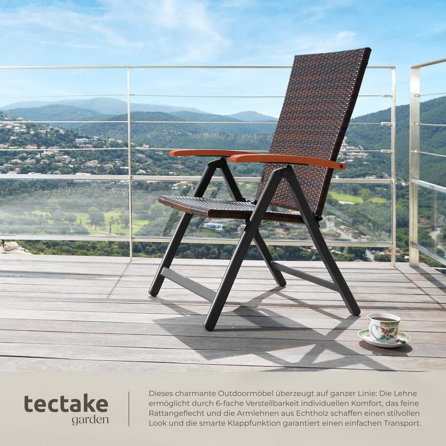 Tectake Chaise en rotin CANBERRA avec structure en aluminium  
