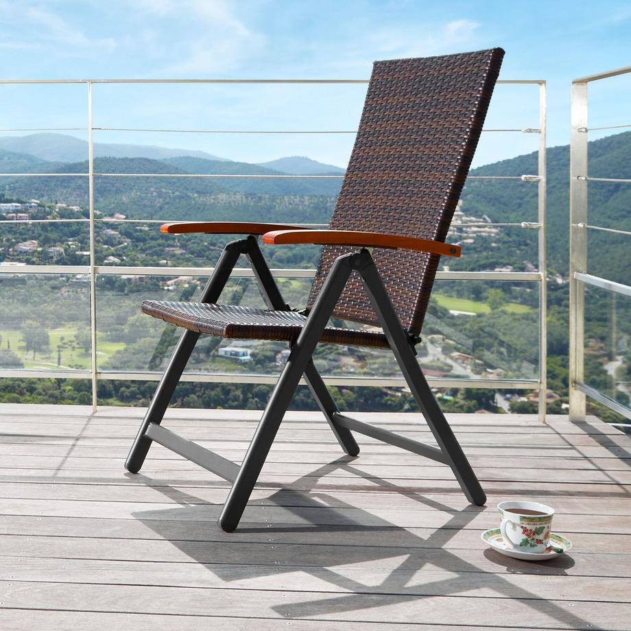 Tectake Chaise en rotin CANBERRA avec structure en aluminium  