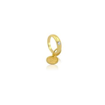 Pendentif Bague de baptàme or jaune 750 brillant 0,03ct.