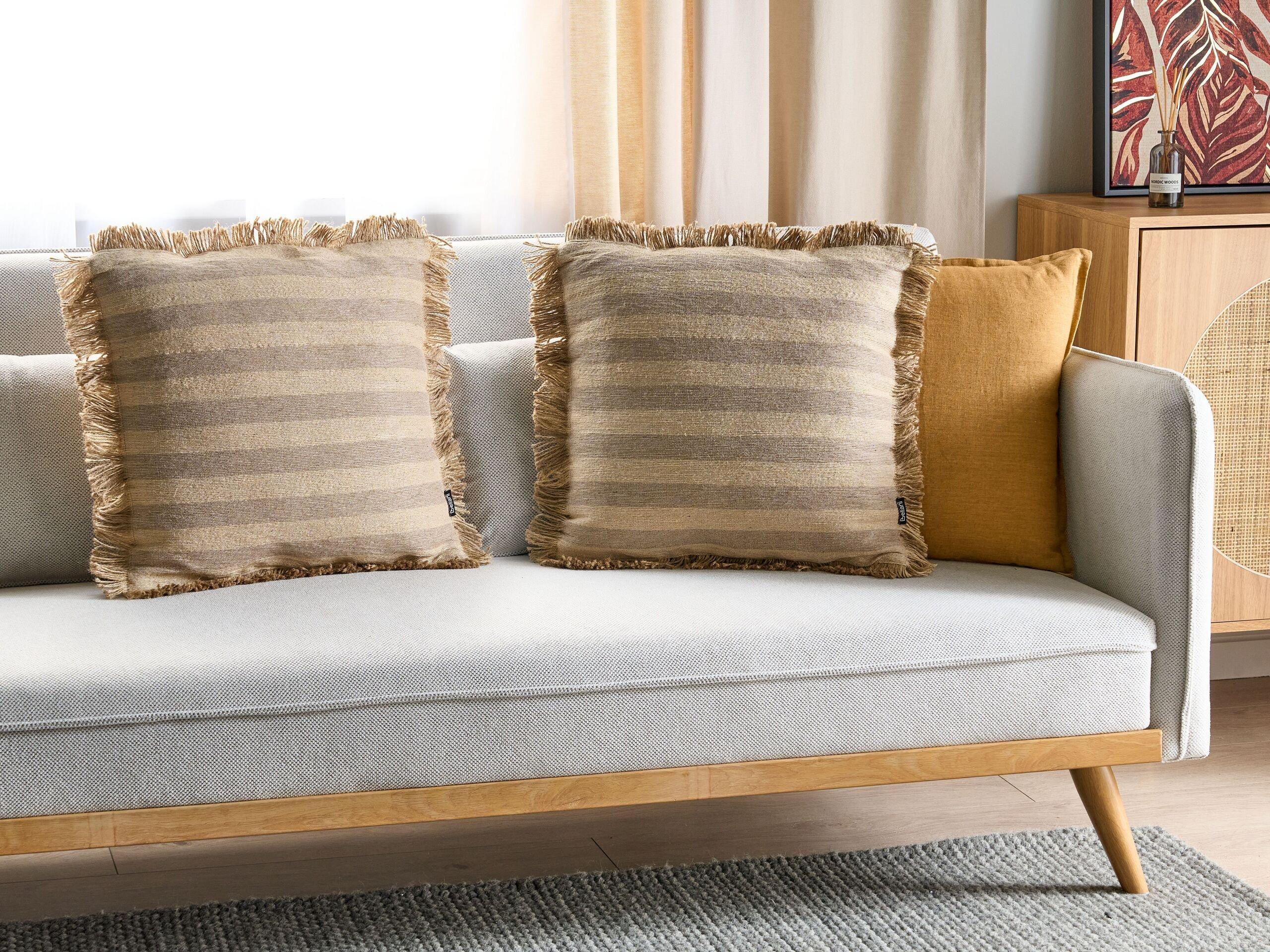 Beliani Dekokissen 2er Set aus Jute Boho CIRSIUM  