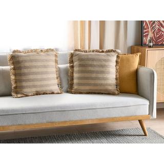 Beliani Dekokissen 2er Set aus Jute Boho CIRSIUM  