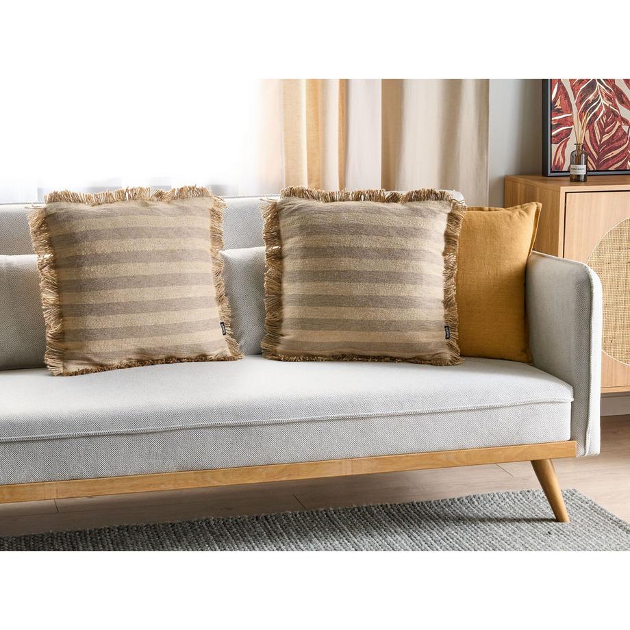 Beliani Lot de 2 coussins décoratifs en Jute  CIRSIUM  