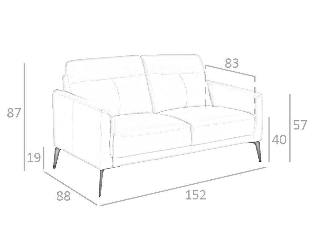 ANGEL CERDA 2-Sitzer-Sofa aus em Leder und Stahl  