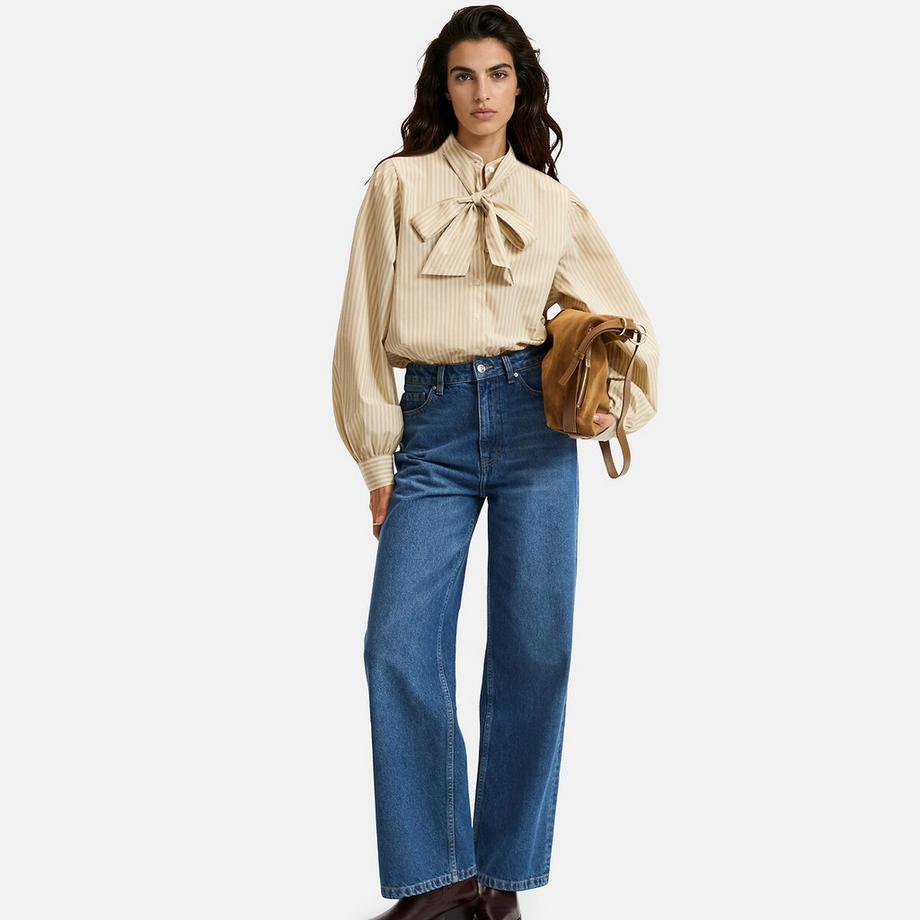 La Redoute Collections Chemise lavallière à rayures manches bouffantes  