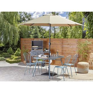 Beliani Table avec chaises et parasol en Acier Moderne CALVI  