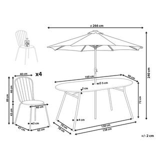 Beliani Gartentisch Set mit Schirm aus Stahl Modern CALVI  