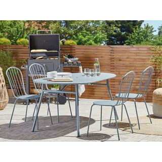 Beliani Table avec chaises et parasol en Acier Moderne CALVI  