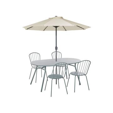 Table avec chaises et parasol en Acier Moderne CALVI