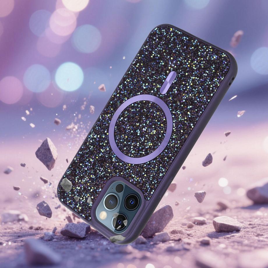 Cadorabo  iPhone 12 / 12 PRO Hülle kompatibel mit MagSafe Glitzer Diamant Design 